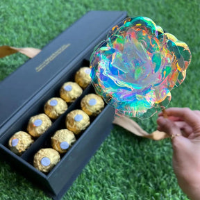 Rosa Galáxia Banhada a Ouro: O Presente Perfeito! + BRINDE (Kit Ferrero Rocher)